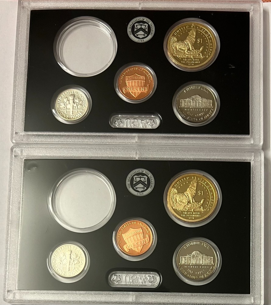 2013 US MINT SILVER PROOF PARTIAL SETS (2), 8 COINS, 2 SILVER DIMES, NO BOX/COA