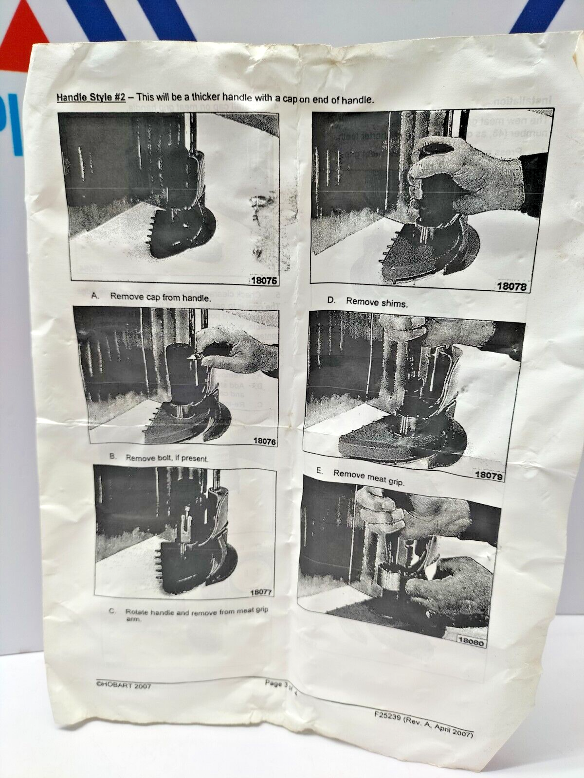 Hobart 2000 Series Slicer Meat Grip Kit #913067