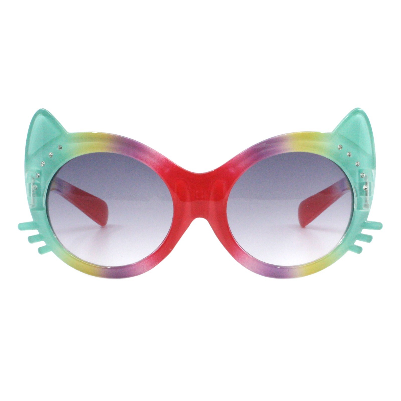 Toddlers & Little Girls Sunglasses Oversized Round Kitty Cat Rhinestones UV 400