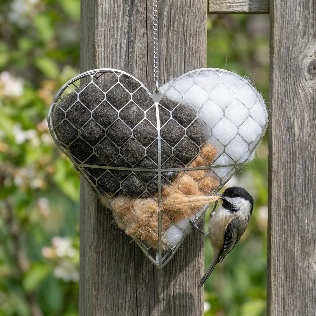 Handmade Alpaca Fiber Bird Nesting Heart, Hanging Bird Shelter Hummingbird Nest