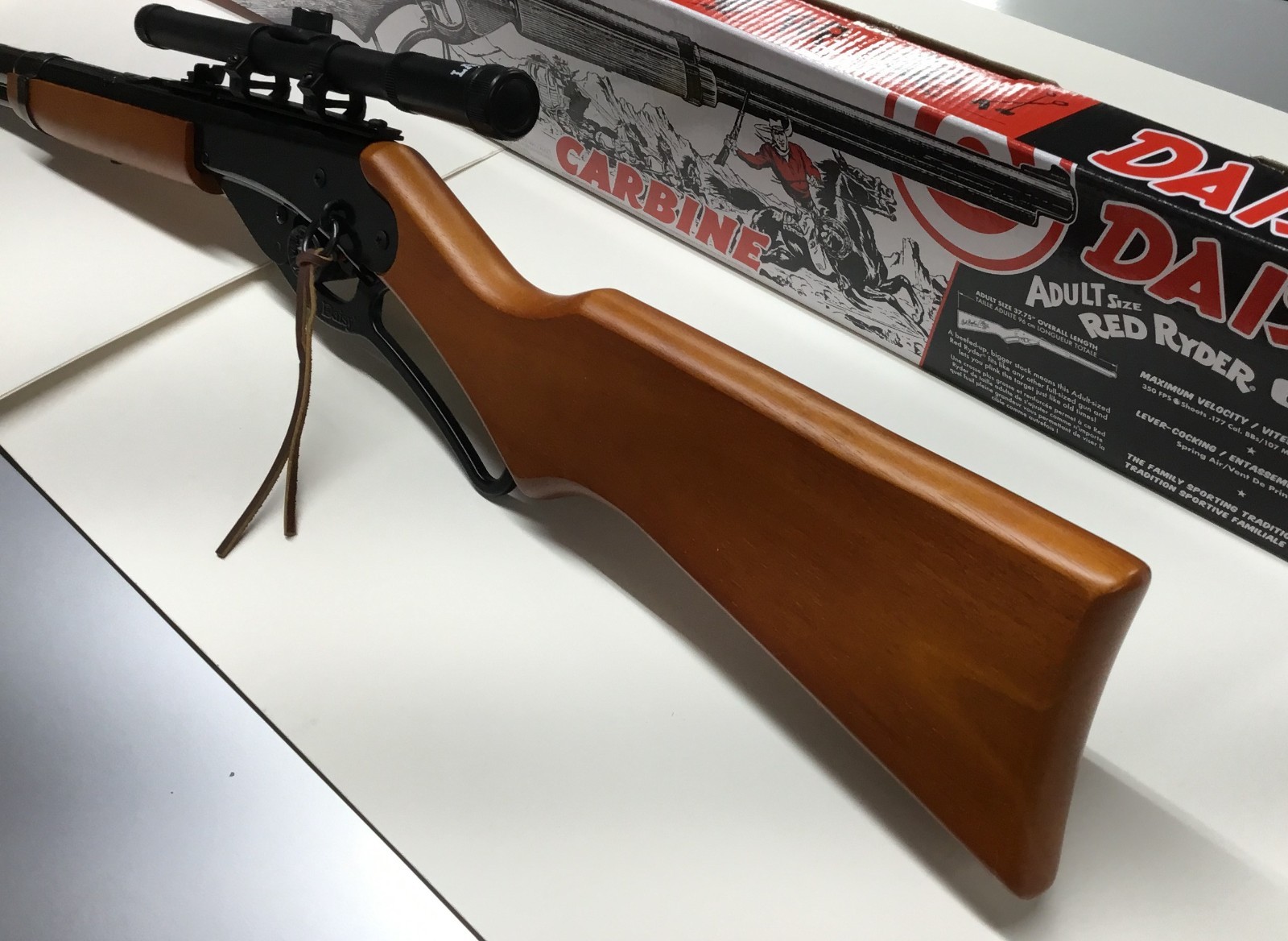 DAISY 1938ARR ADULT RED RYDER WITH SCOPE -SUPER SPRING -7/64" OVERBORE AIR TUBE