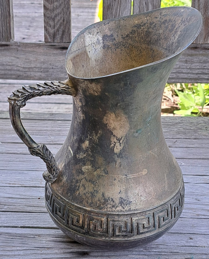 Vintage Italian Vera Lucino Silver Plated 9 inch Pitcher Geometric Design
