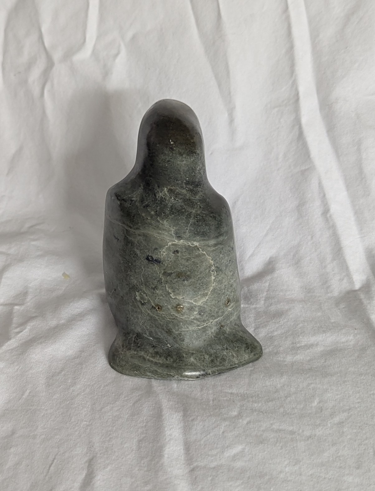 WINNIE EYAITUK Inuit Eskimo GREEN Soapstone BIRD Carving Canada 1988