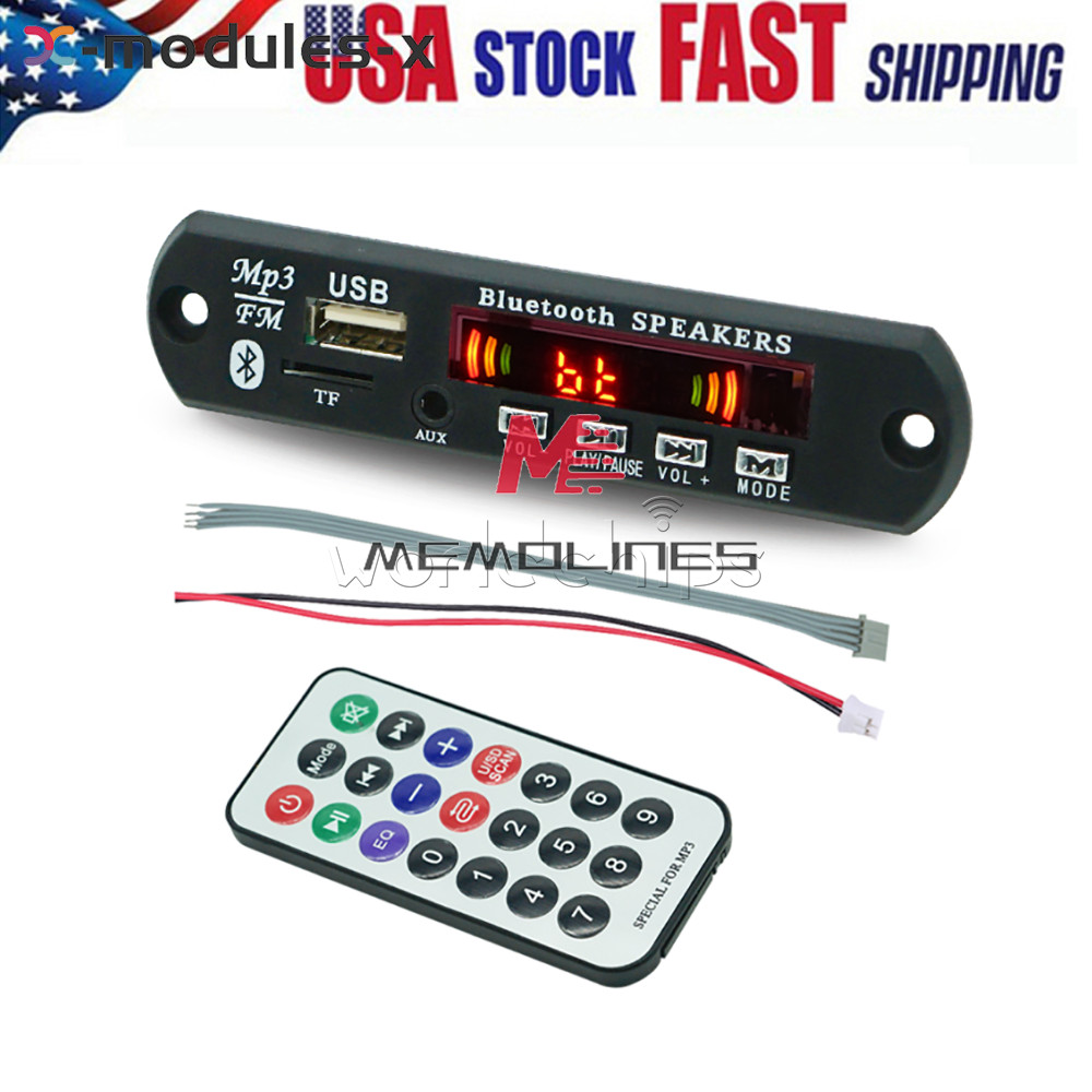 Wireless Bluetooth 12V MP3 WMA Decoder Board Audio Module USB Radio+Battery U-SA