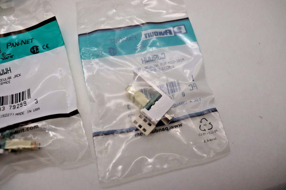 Panduit CJRWWH RCA Punchdown Module Mini-Com White & White Insert 4 New lot bR