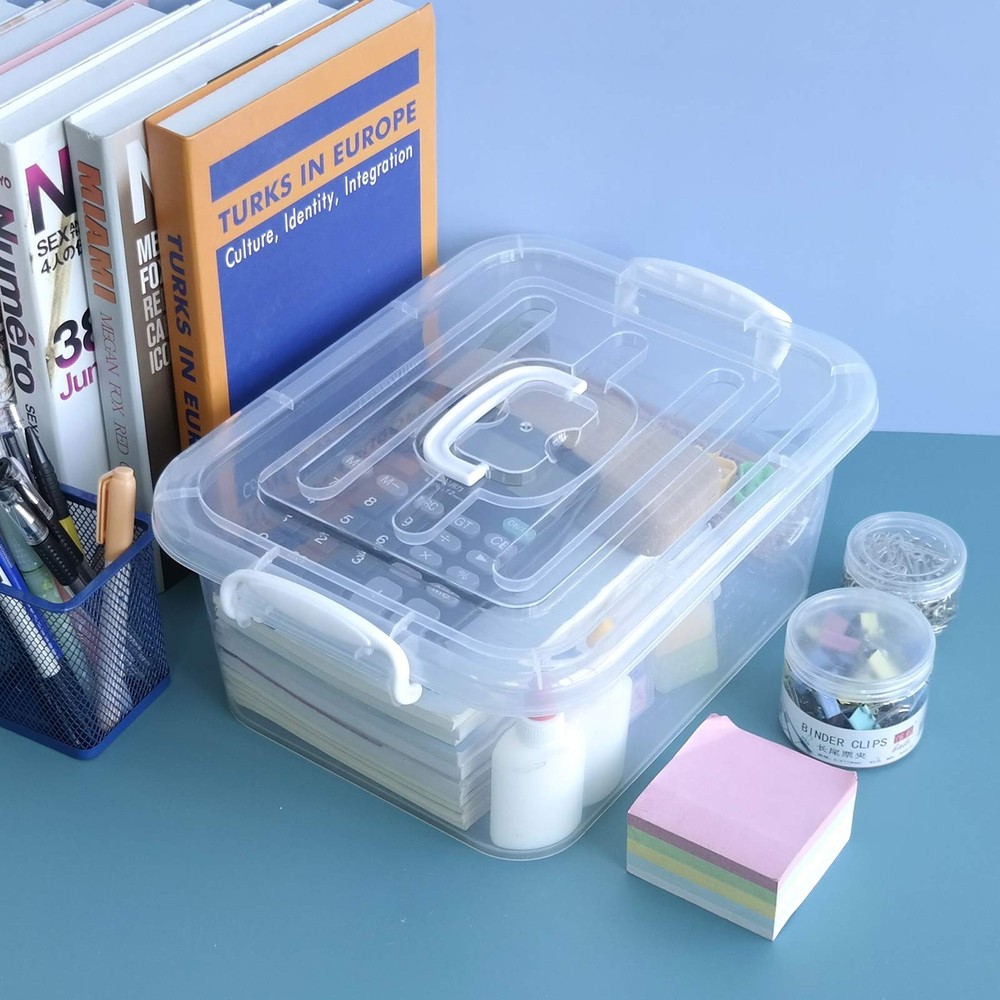 8 Quart Clear Plastic Storage Boxes with Lids and Handles, 2 Packs