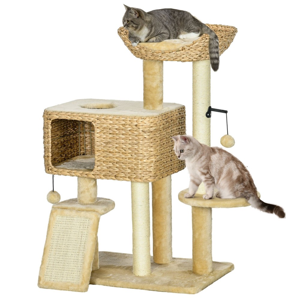 Cat Tree for Indoor Cats w/ Scratching Posts Condo Cat Tower Beige