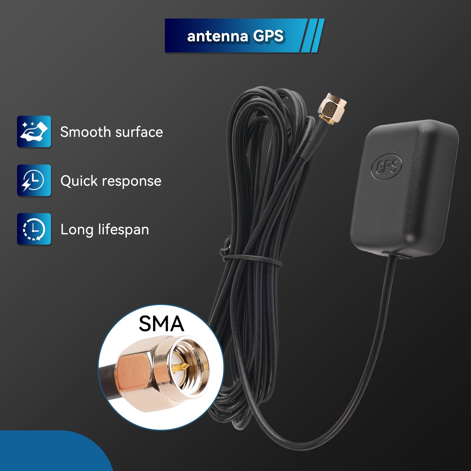 Car GPS Signal Satnav Antenna SMA Male 3M Cable Waterproof Magnetic Radio-Stereo