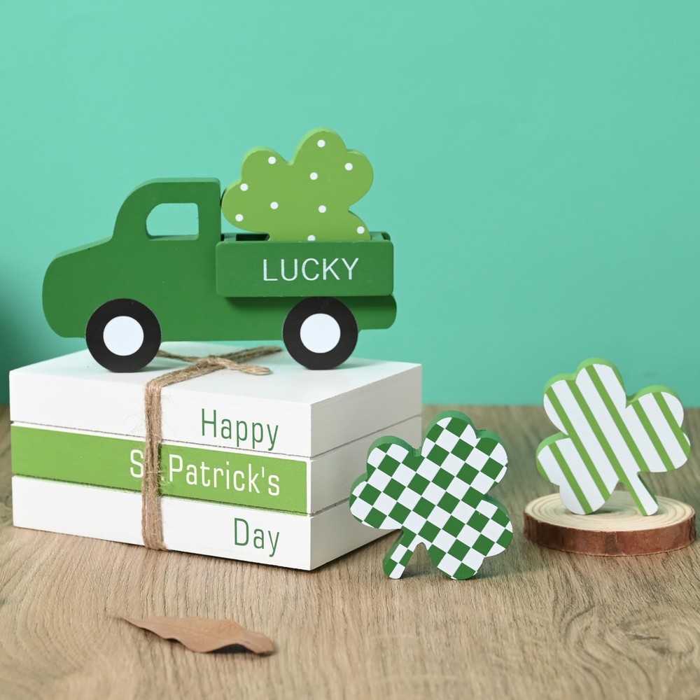 FESTGLOX St Patricks Day Decor, St Patricks Day Decorations  Wood Book Stack ...