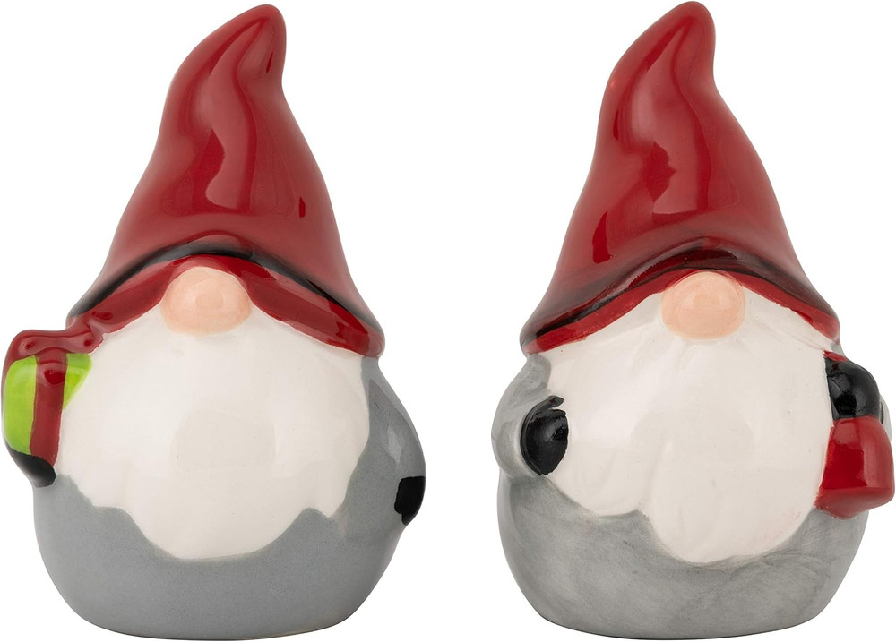 Nordic Gnome Set Cookie Jar, 4 Piece, Gray/Red