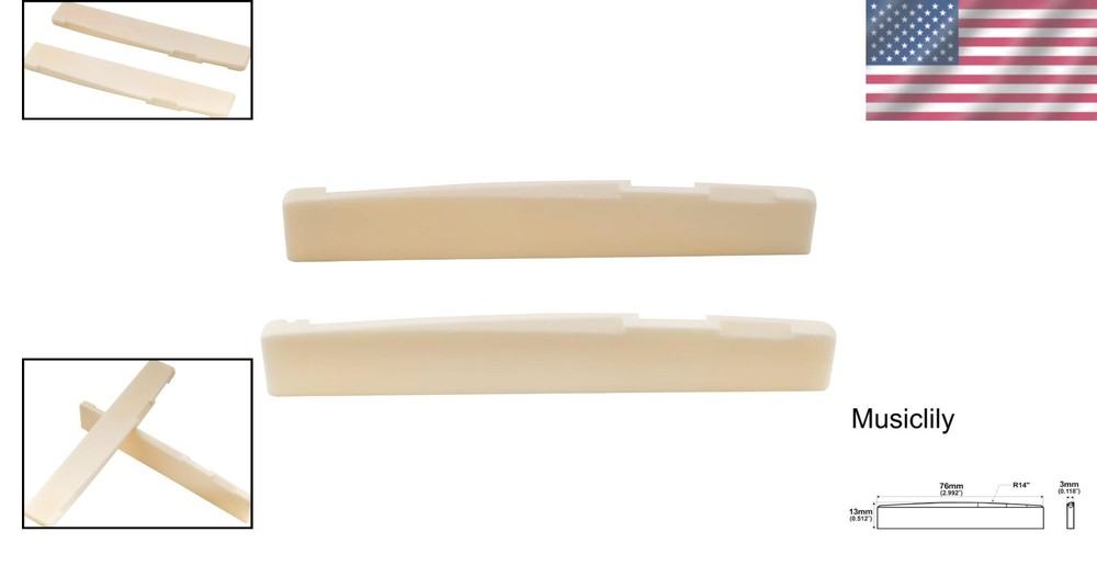 High-Performance Bone Saddle for 6-String Acoustic Guitars - 76x3x13mm, 2 Pack