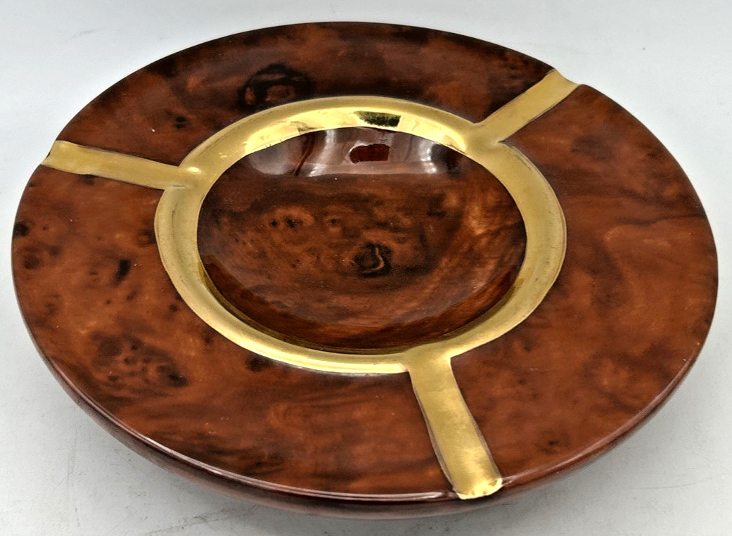 Ceramica Yapacanch Ashtray Brown And Gold Colored W 7 7/8”X H 1 3/8”
