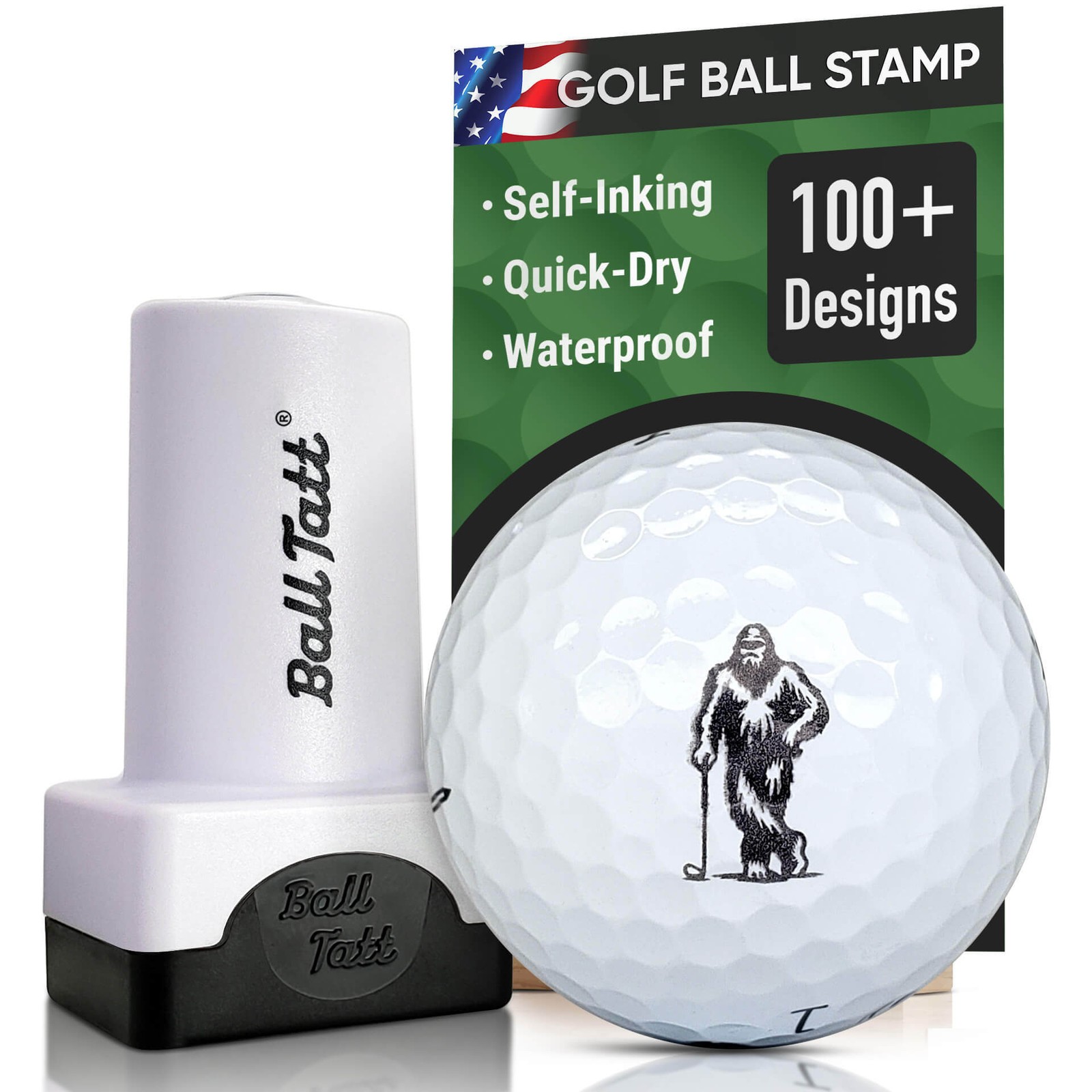 Ball Tatt - Golf Ball Stamp Marker Quick-Dry Self-Inking Ball Stamper (Sasquatch