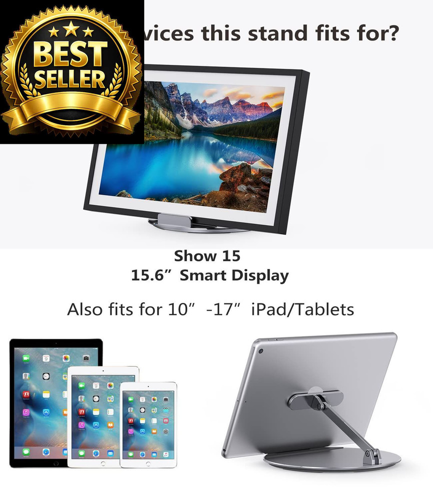 Laivli Stand Compatible with Echo Show 15/21, Adjustable Foldable Silver