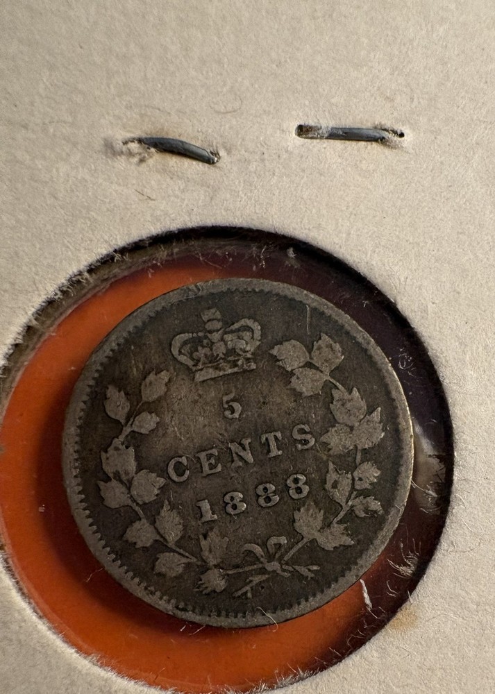 1888 Canada 5 Cents - Circulated - 92.5% Silver -