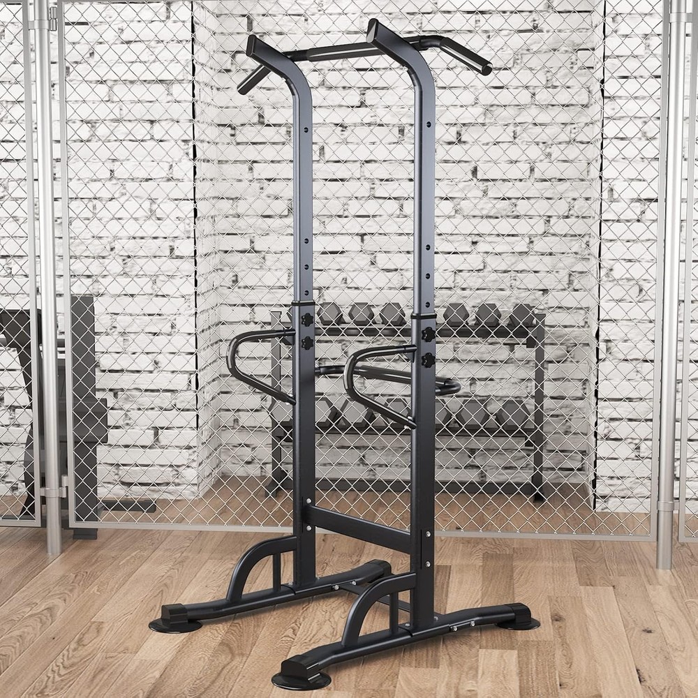 Power Tower Adjustable Height Pull Up & Dip Station Multi-Function Home Stren...