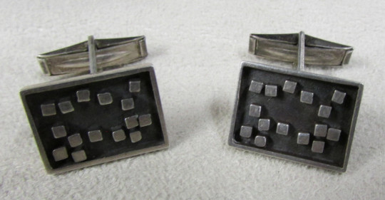 Unique Sterling Silver Rectangular Cuff Links +