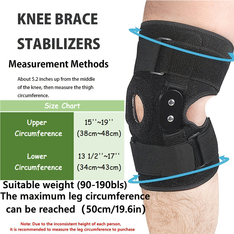 KNEE BRACE HINGED COMPRESSION SLEEVE JOINT SUPPORT WRAP OPEN PATELLA STABILIZER