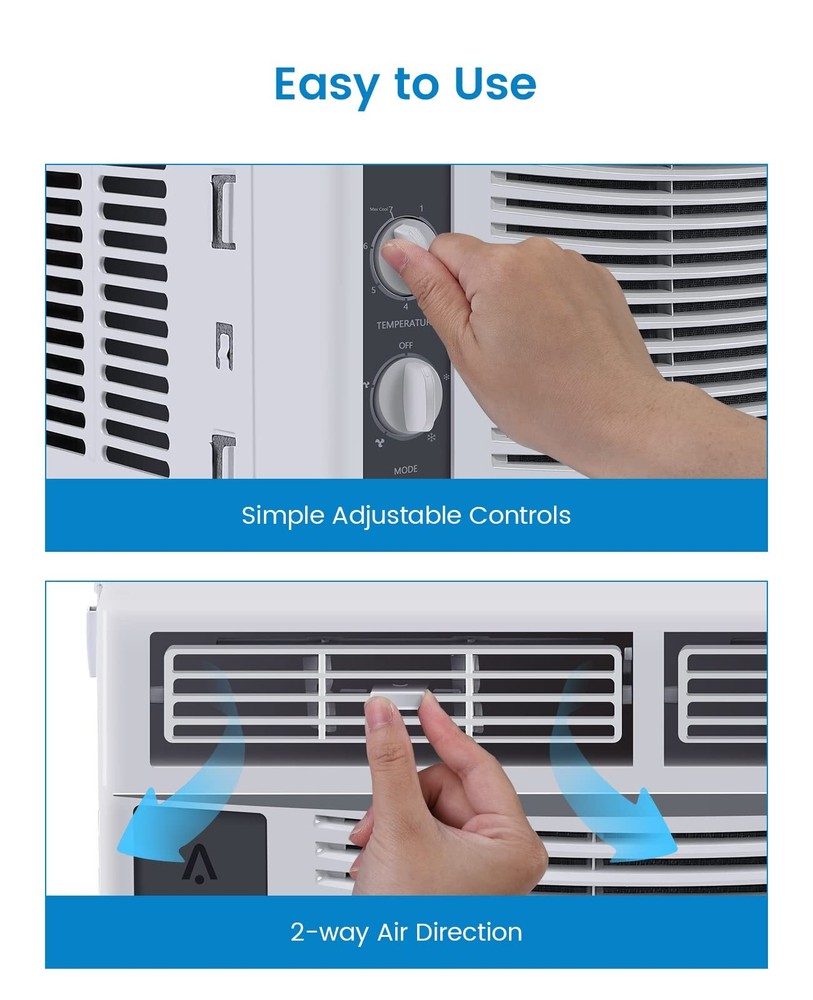 5000 BTU Window Air Conditioner Quiet Window AC Unit Mechanical Controls R32