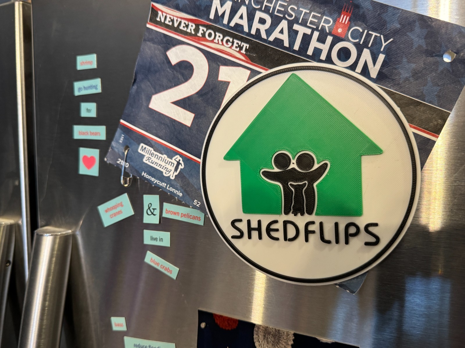 SHED FLIPS - Refrigerator Sign Magnet -4.9" diam. - Signed and #'d - Made in USA