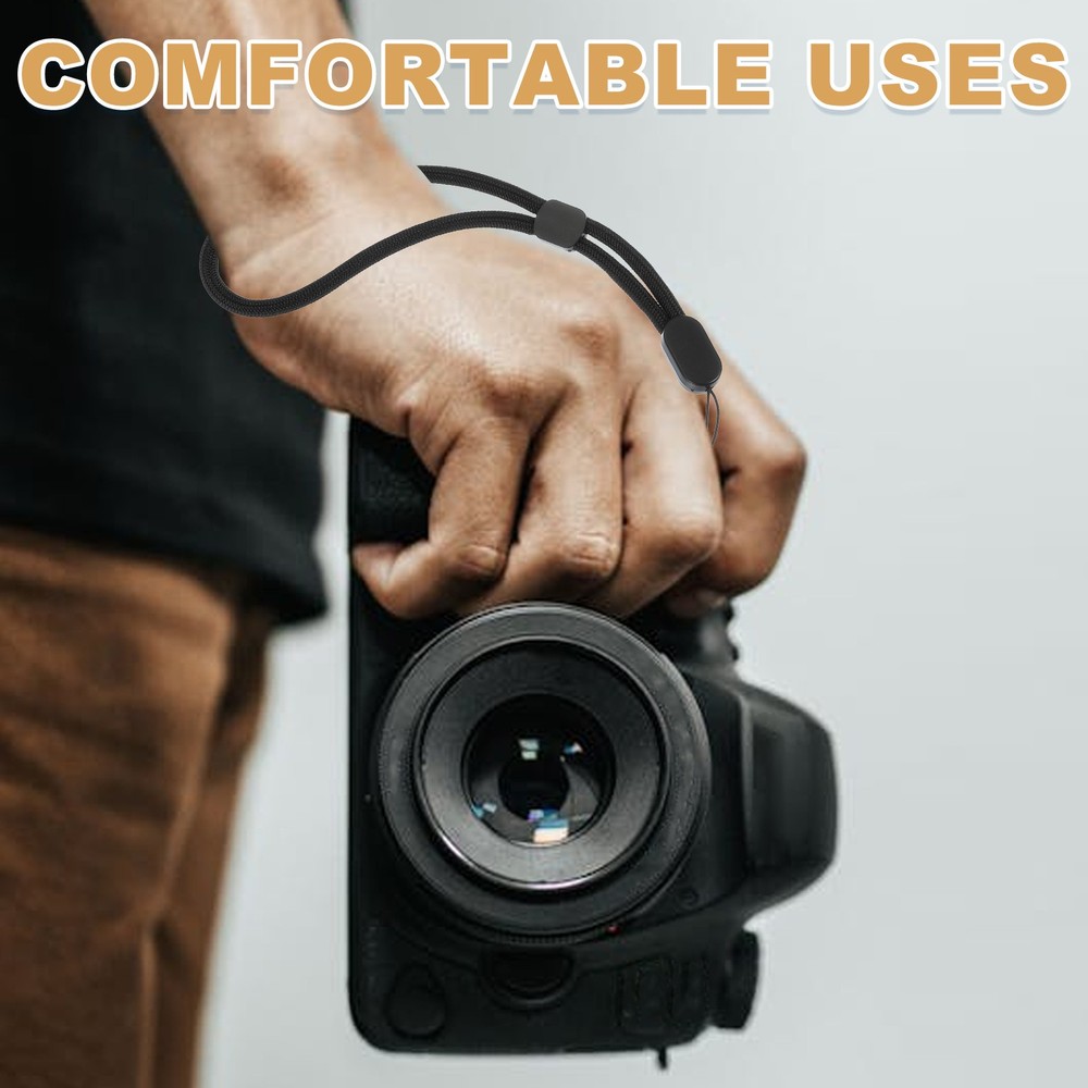 Camera Wrist Strap, 6Pcs Adjustable Wristlet Straps Lanyard, Pure Black