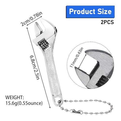2 Pcs 2.5'' Adjustable Spanner Mini Nut Wrench, Tiny Wrench Small