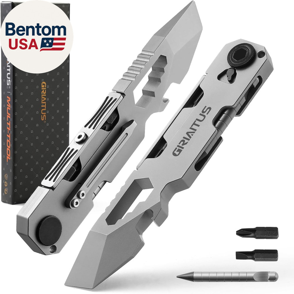 EDC Pry Bar Multitool with Bi-Directional Ratchet Screwdriver & Everlasting Pen,