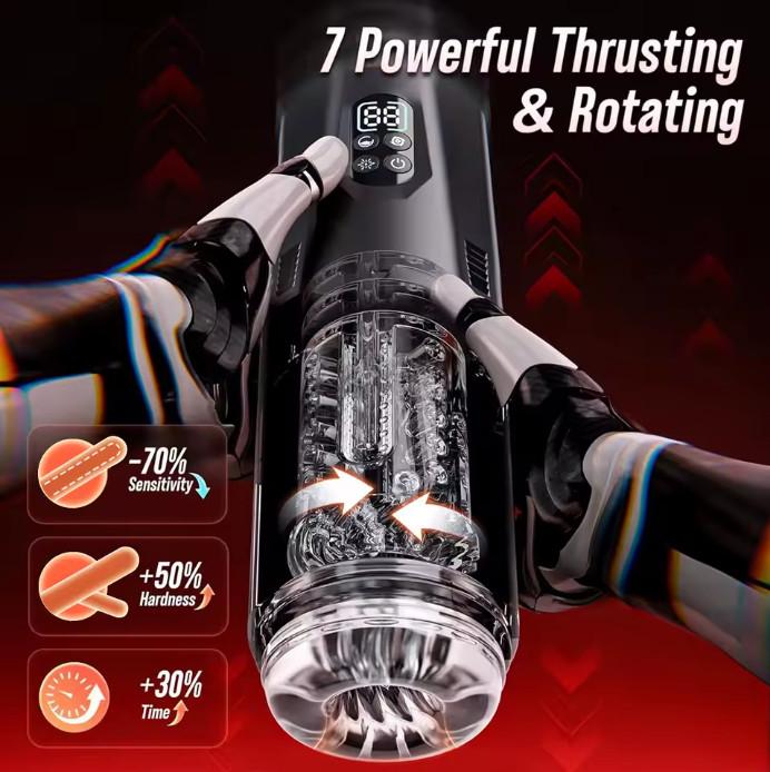 Male Masturbaters Automatic HandsFree Rotating Cup Thrusting Stroker Lubricants