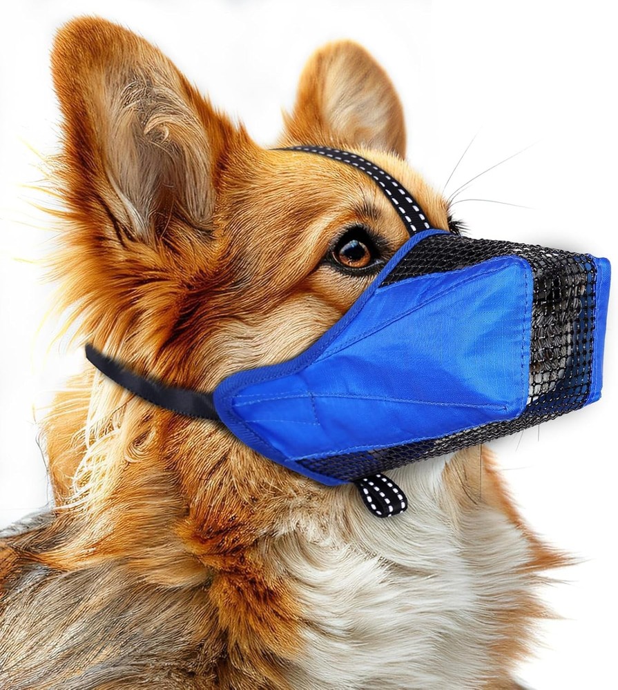 Mesh Dog Muzzle Breathable Soft Dog Muzzle W/ Reflective Straps Secure Fit