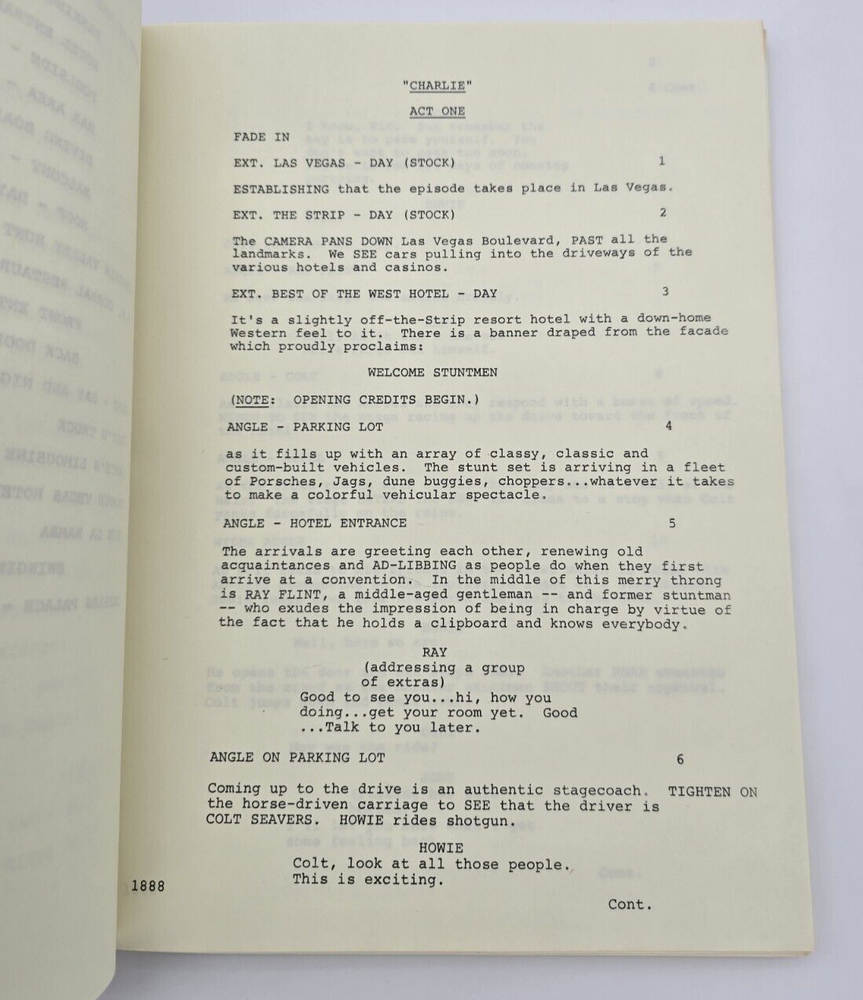 THE FALL GUY / David Braff 1982 TV Series Script, Lee Majors "Charlie"