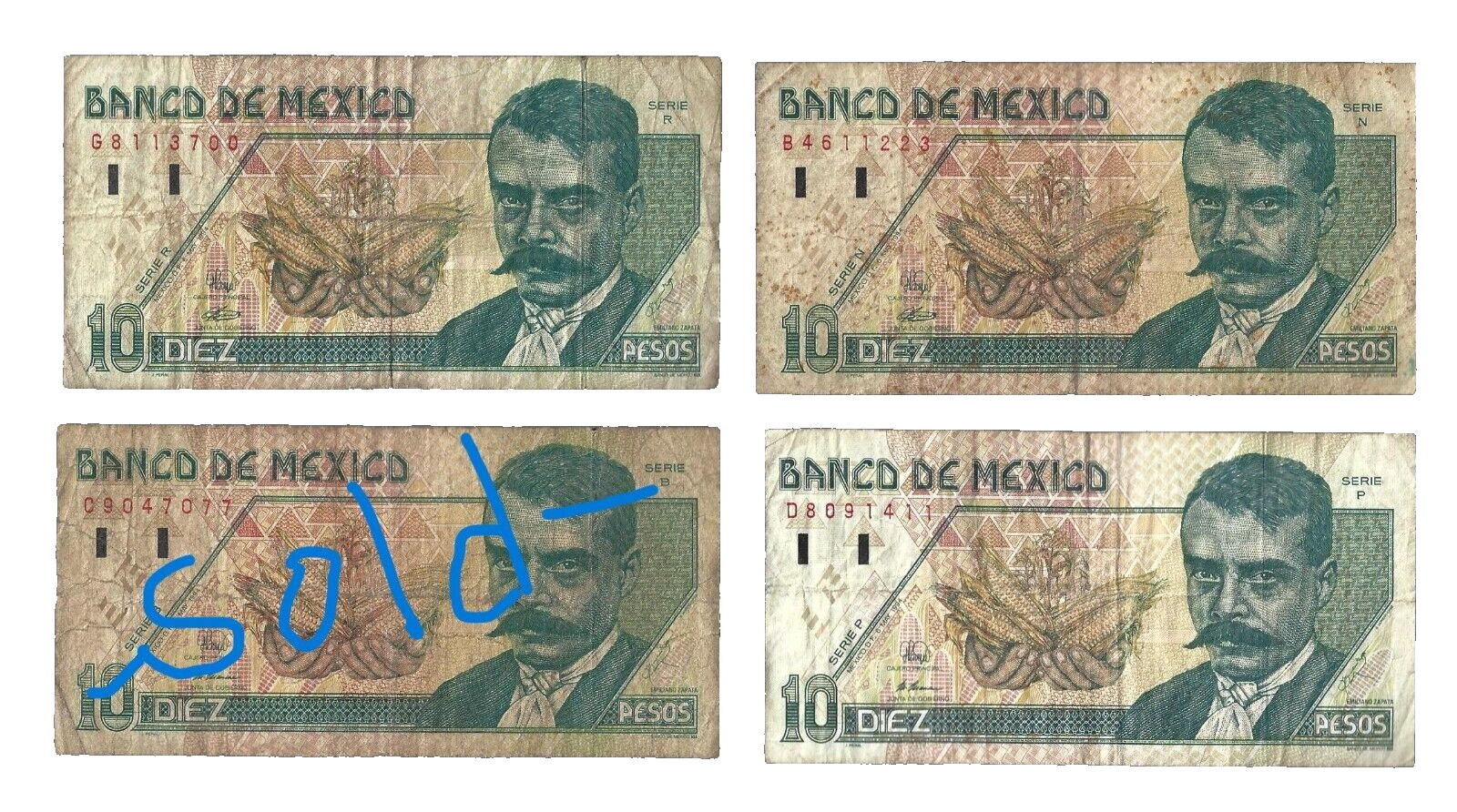 Mexico 💥🎯1994 Banco De Mexico ... 1x 10 pesos ... ONE NOTE 💥 lot #777