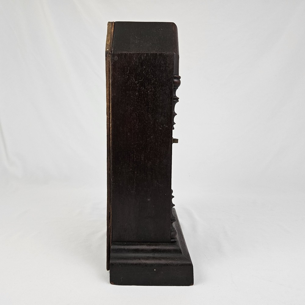 Antique Junghans German Mantle Clock Mahogany With Key Pendulum Not Working