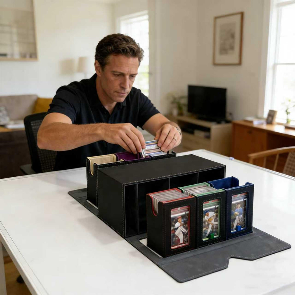 Graded Card Case Storage Box，6-Deck Modular Card Case with Hold 61 Grading Card,