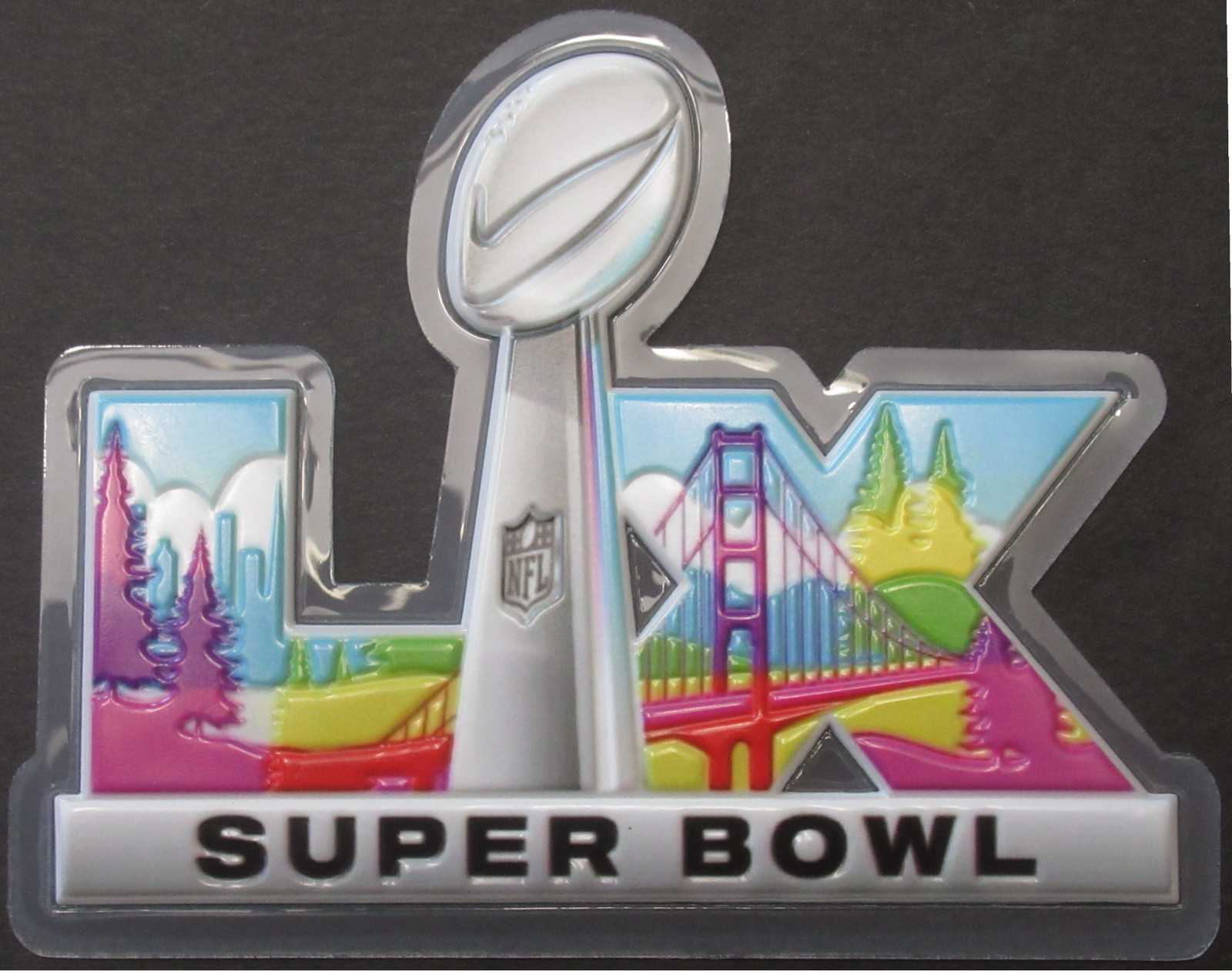 2026 SUPER BOWL 60 LX PLASTIC CHROMAFLEX CLEAR JERSEY PATCH PATRIOTS SEAHAWKS