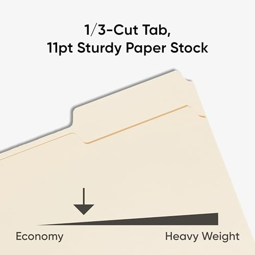 Manila File Folder, 1/3-Cut Tab, Letter Size, Manila, 200 per Box