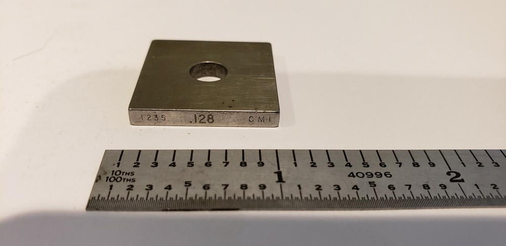 .128" CMI Square Steel Gage Gauge Block, Unknown Grade