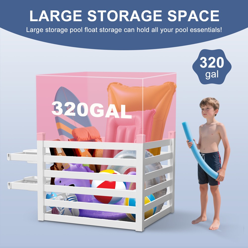 SLSY Pool Storage Bin 60"x43"x39" 320 Gallons Pool Float Holder For Pool Storage