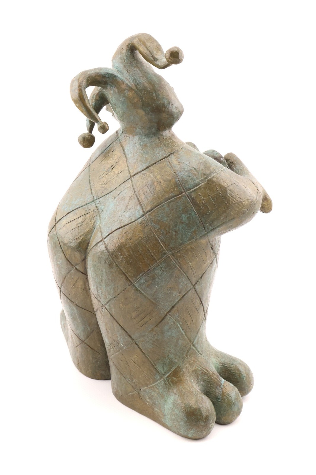 Lino Chavez Bronze Jester Harlequin Guitar Sculpture MCM