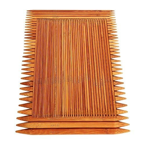75 Pcs Double Pointed Knitting Needles Set, Carbonized Bamboo Knitting Needles,