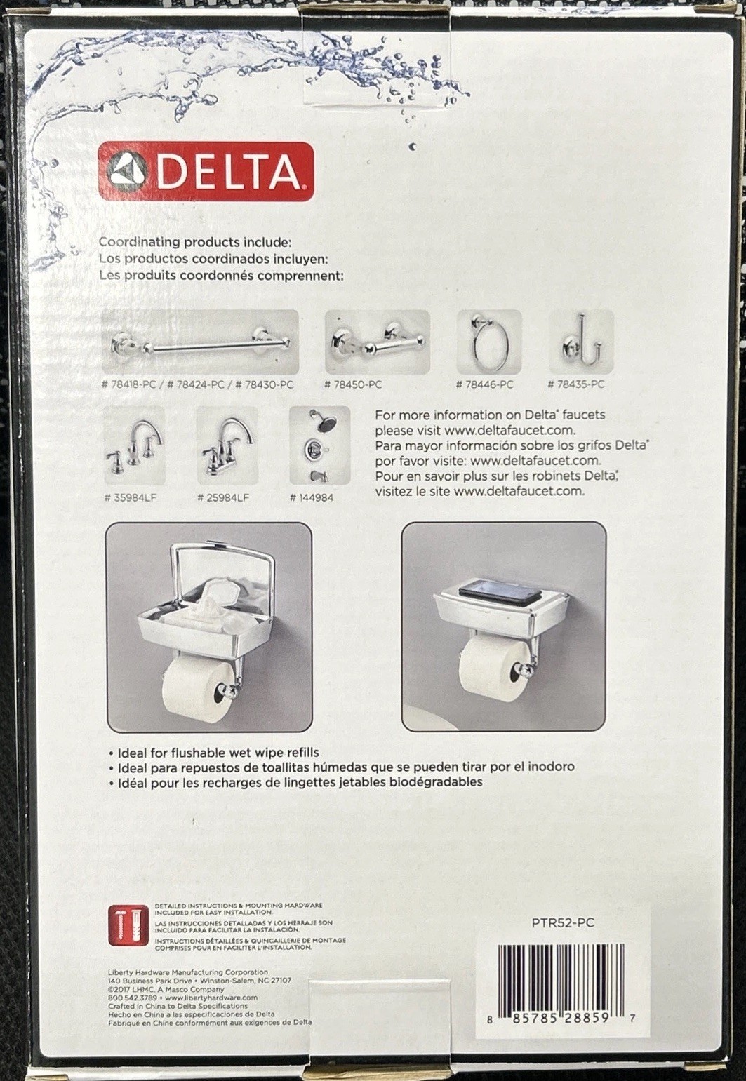 Delta Toilet Paper Holder with Hidden Wipes Storage – Chrome Bathroom Fixture