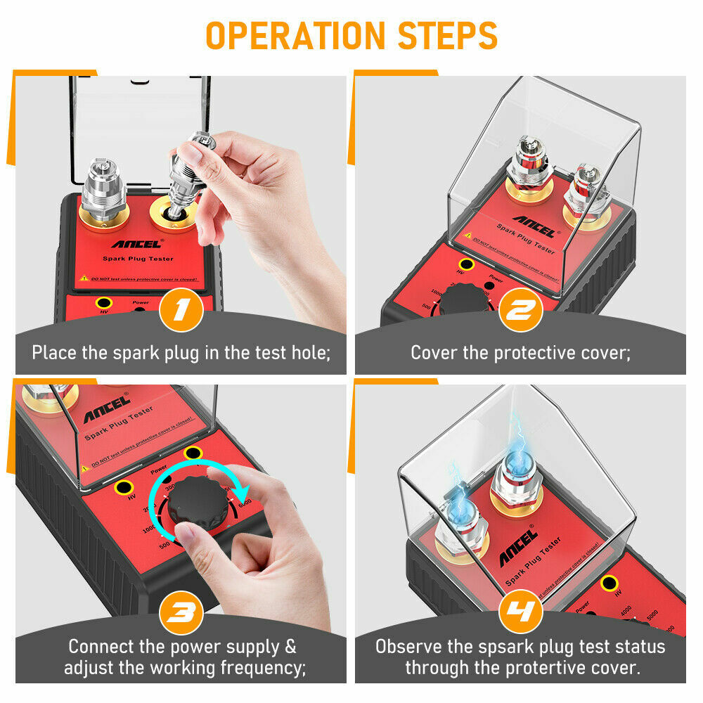 ANCEL Spark Plug Tester Dual Hole Diagnostic Tool Gasoline Car Ignition Analyzer