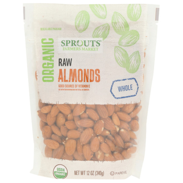 Sprouts Organic Raw Almonds 12 oz