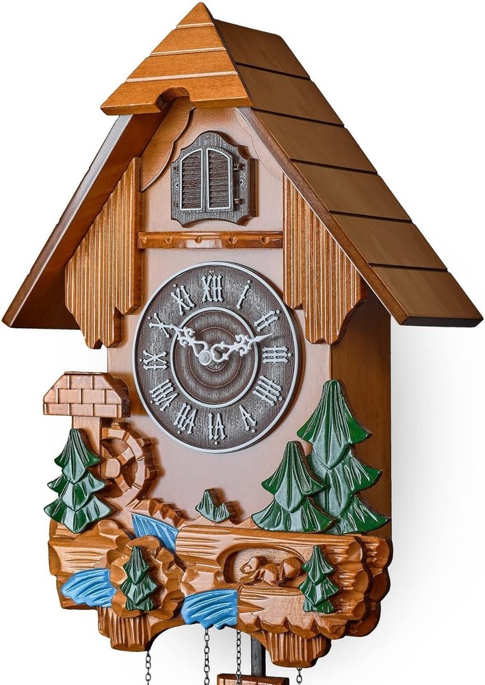 Cuckoo Clock with Automatic Night Mode, Swinging Pendulum and Quartz Movement...