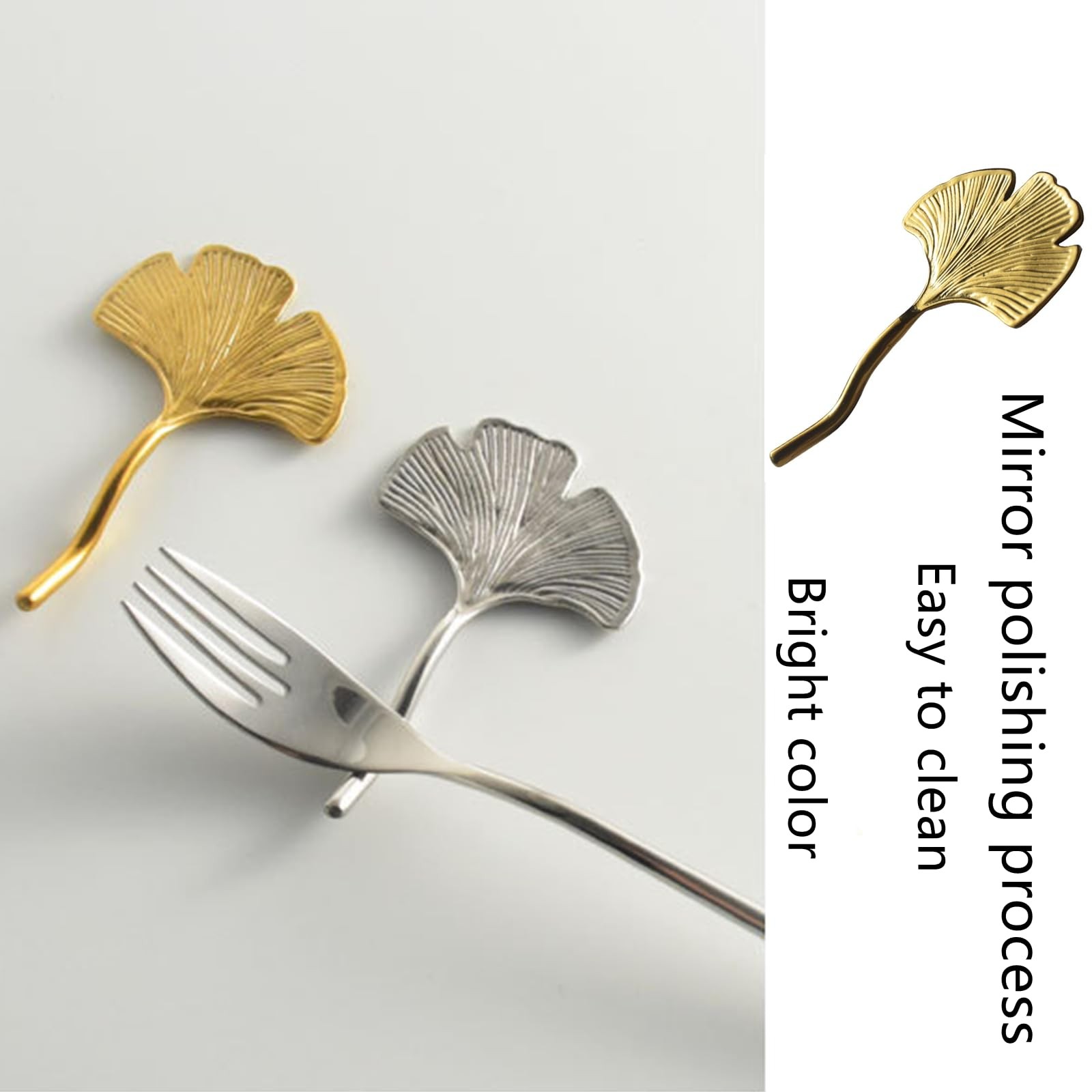 DKJEkdje Stainless Steel Chopstick Holder Leaf Spoon Rest Table Cutlery Gold