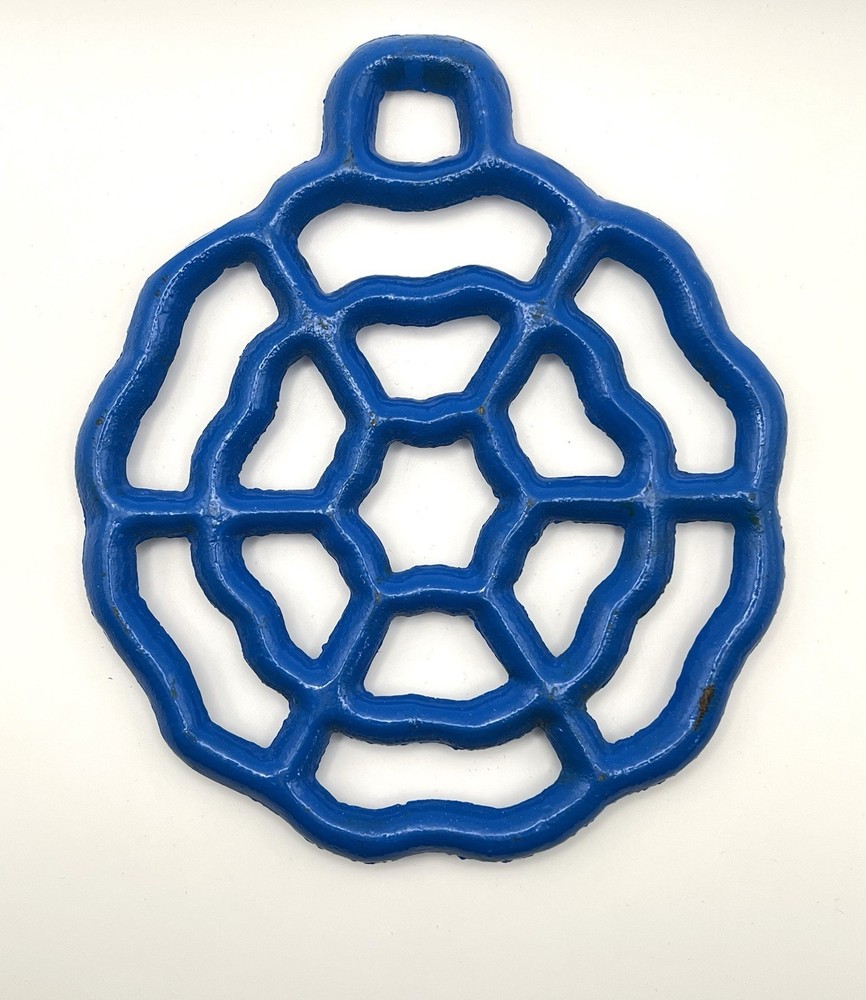 Web Design Blue Enameled Cast Iron Trivet