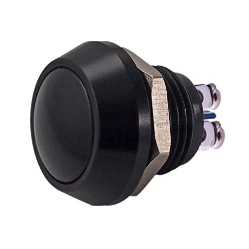 URTONE Momentary Push Button Switch, UR123, 1NO SPST DC/AC 36V 2A Black