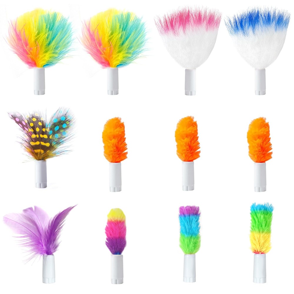 12 PCS Interchangeable Cat Feather Toys Replaceable Feather Fluffy Toy Set