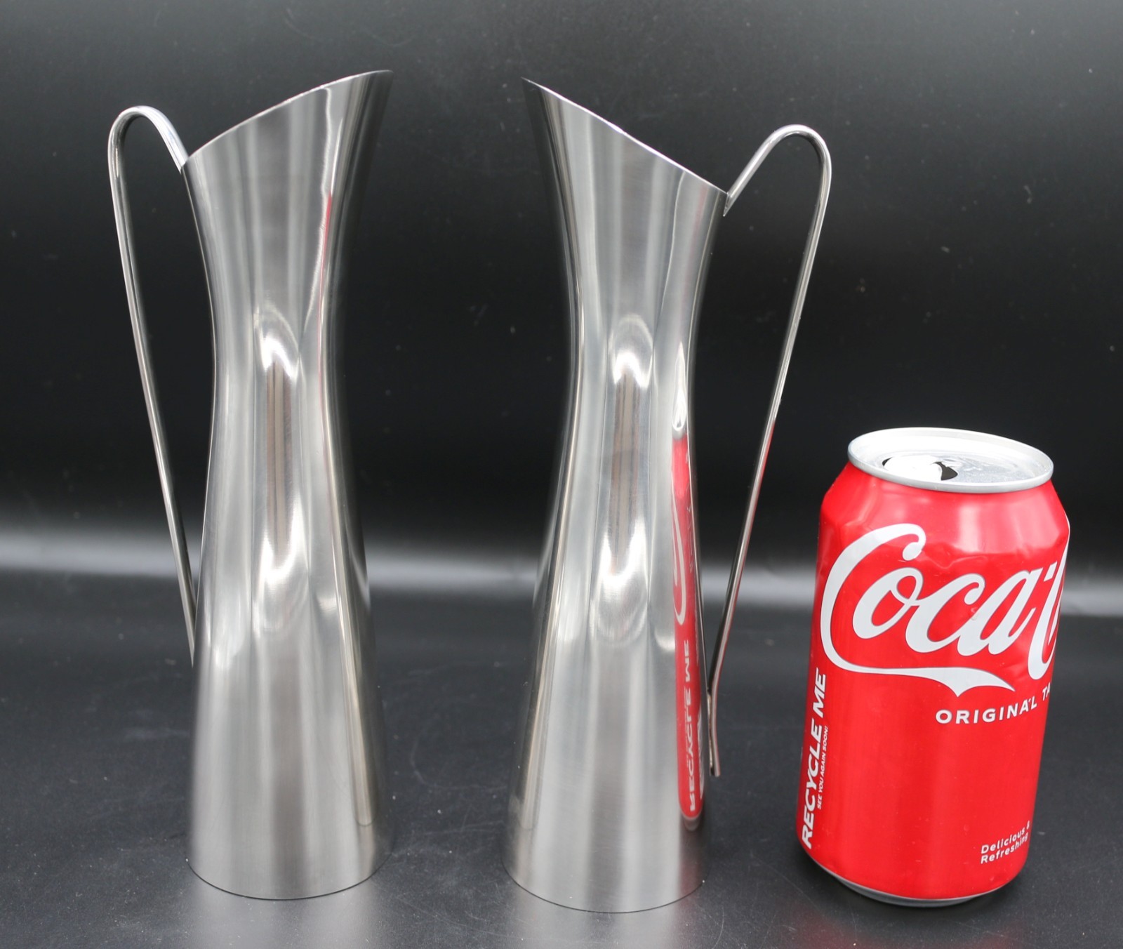 Pair of Vintage MCM Silver Plated Slender Pitcher Bud Vase 8.5''