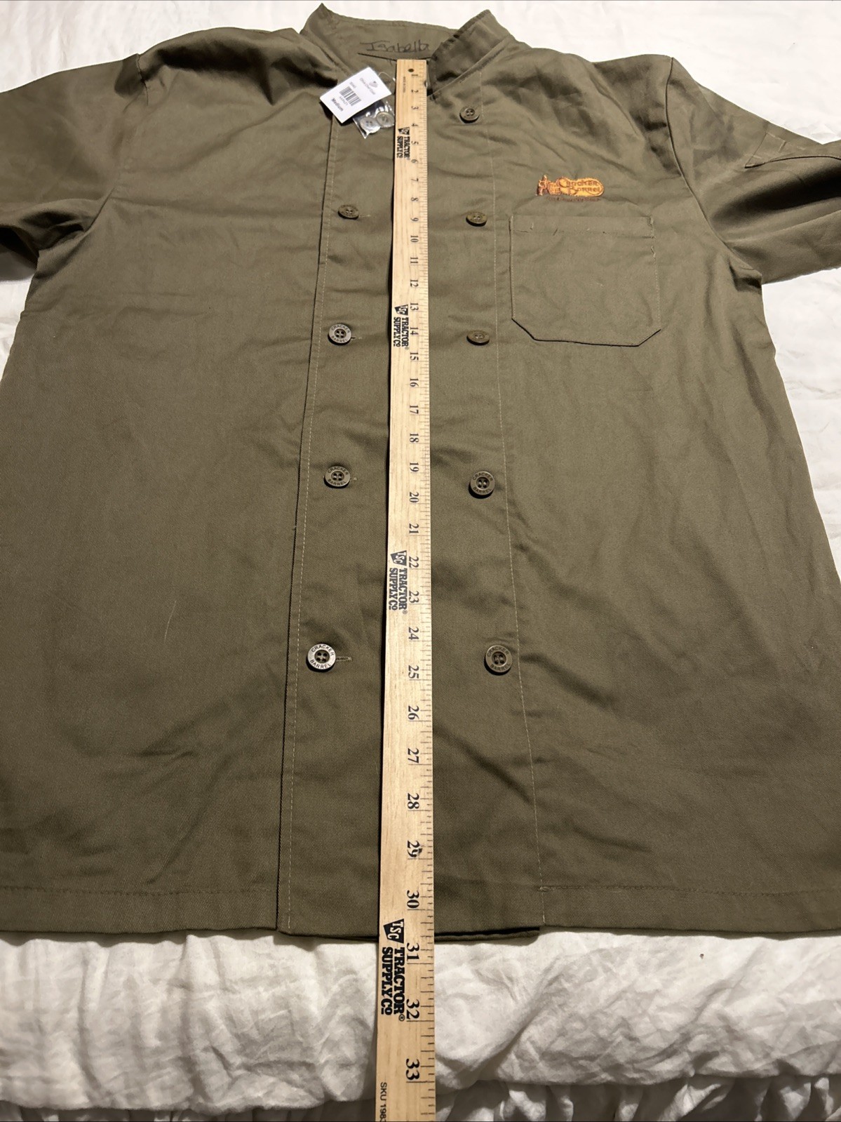 VTG Cracker Barrel Old Country Store Chef Coat Restaurant Uniform Green Medium