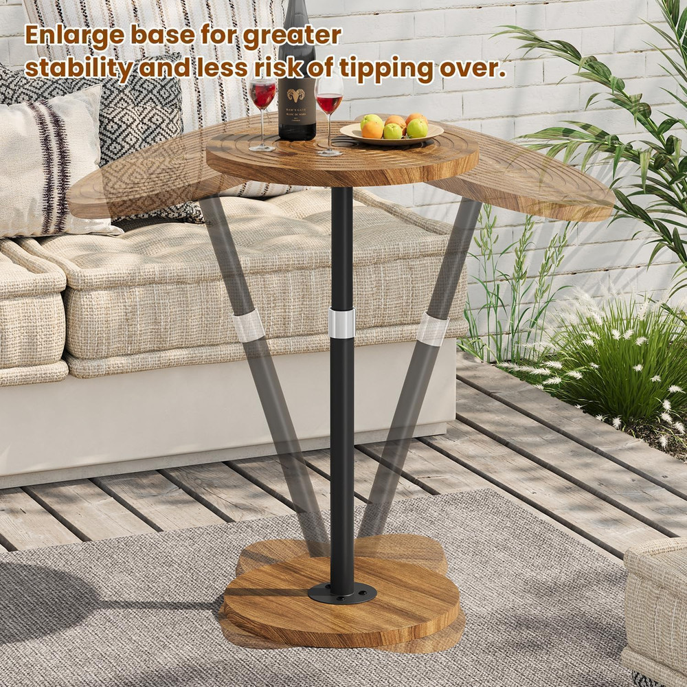 Round Small Side Table, Adjustable-Height Drink Table, Pedestal Martini Stand, W